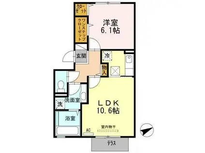 ニュル・ナイン(1LDK/1階)の間取り写真