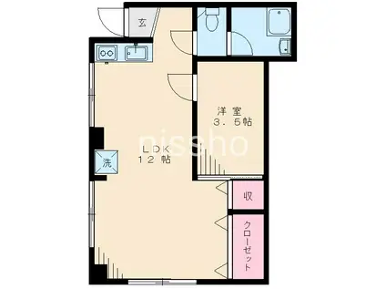 マンションカメイヤ(1LDK/1階)の間取り写真