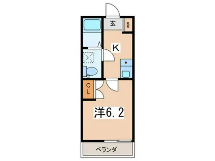 クロノス本厚木(1K/2階)の間取り写真
