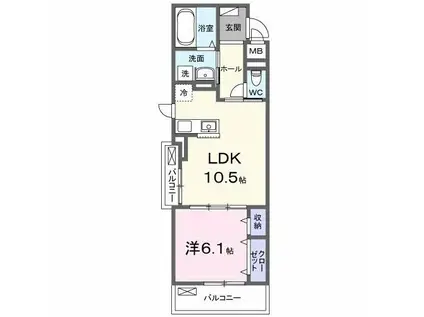 ベルヒルズノース(1LDK/3階)の間取り写真