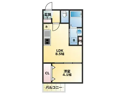 メゾンウエスト(1LDK/1階)の間取り写真