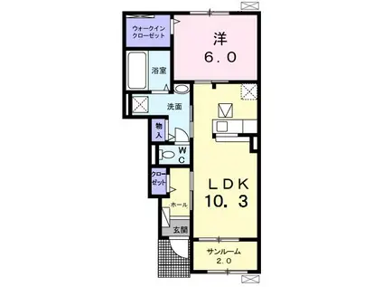 フェリーチェIII(1LDK/1階)の間取り写真