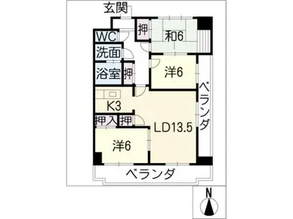 グランリバー長良(3LDK/2階)の間取り写真