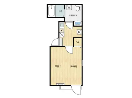 ヴェール立花(1K/2階)の間取り写真