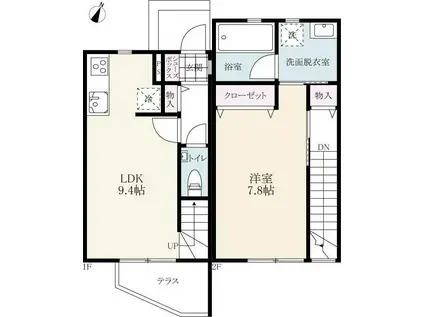 プレミアム高木瀬西(1LDK/1階)の間取り写真