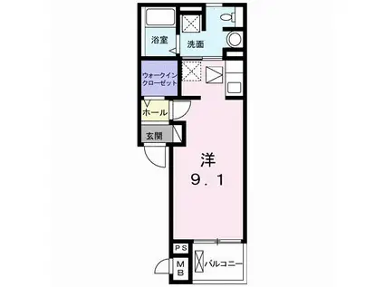 アリッサム(ワンルーム/1階)の間取り写真