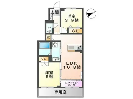 メープルガーデン(2LDK/1階)の間取り写真