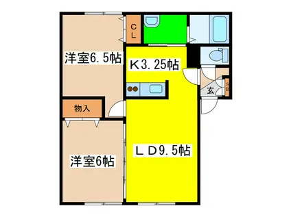 メゾンボヌールB館(2LDK/1階)の間取り写真