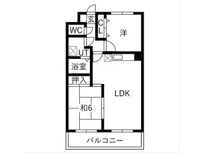 サンシティークマノ(2LDK/5階)の間取り写真