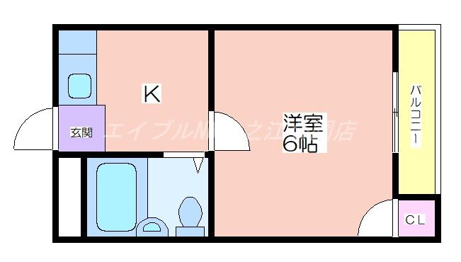 プラザアビコ(1K/4階)の間取り写真