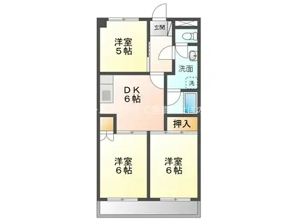 ユトリロ牧野(3DK/2階)の間取り写真