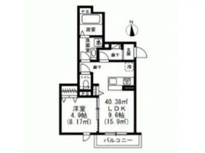 GRAND ESPOIR(1LDK/2階)の間取り写真