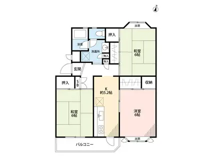 東急ドエル新検見川ビレジ(3K/2階)の間取り写真