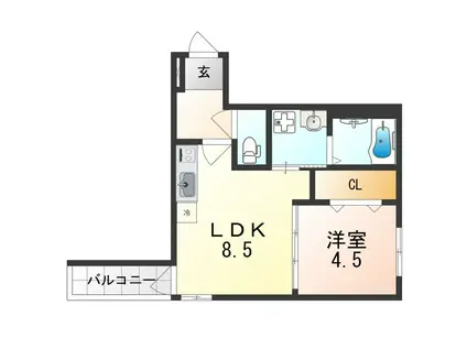 フジパレス幸大(1LDK/1階)の間取り写真