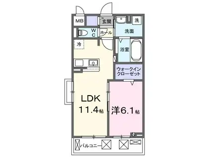 アルールII(1LDK/3階)の間取り写真