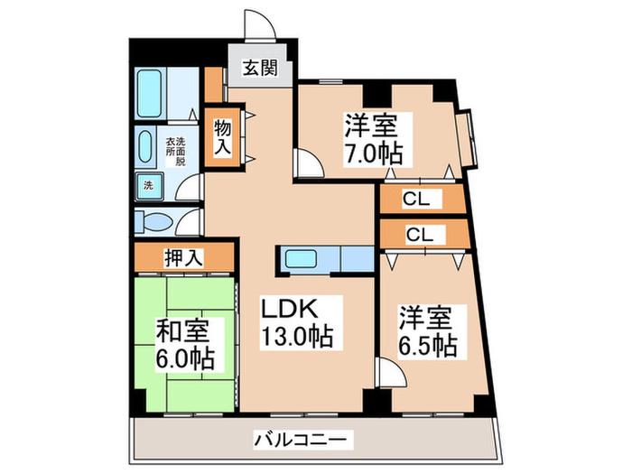スカイプラザI(3LDK/3階)の間取り写真