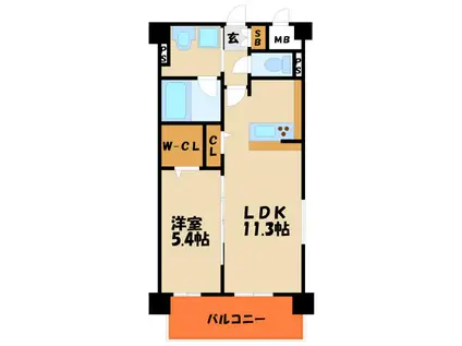 アズール西明石(1LDK/4階)の間取り写真