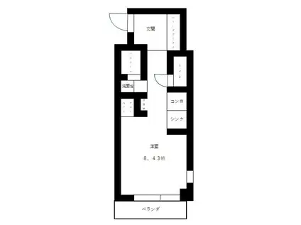 セレブコート新北野(ワンルーム/4階)の間取り写真