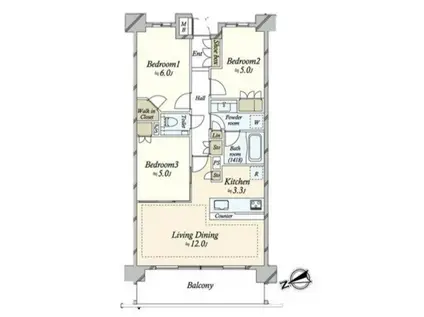 ザ・パークハウス成城彩景(3LDK/4階)の間取り写真