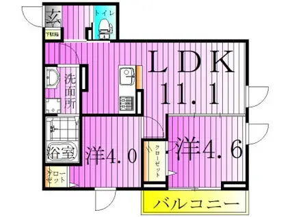 アルベロ島根(2LDK/1階)の間取り写真