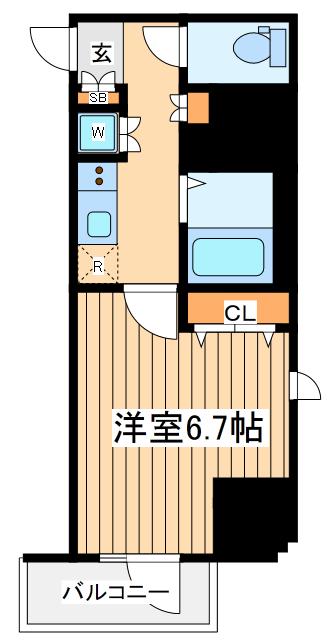 スパシエ八王子クレストタワー(1K/8階)の間取り写真