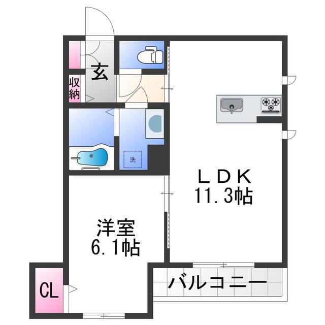 シャーメゾン山吹(1LDK/3階)の間取り写真