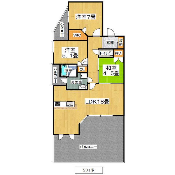CITY SPIRE夕陽丘(3LDK/5階)の間取り写真