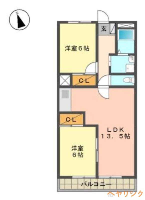 サンハイツ幸楽(2LDK/4階)の間取り写真