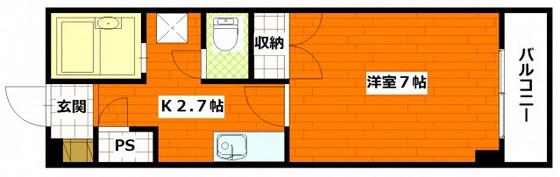 マインドリバーサイドマンション(1K/2階)の間取り写真