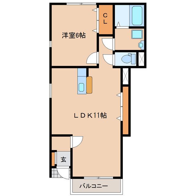 フレスコ向田(1LDK/1階)の間取り写真