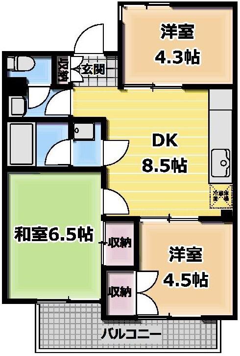 ウエストサイドマンション(3DK/1階)の間取り写真