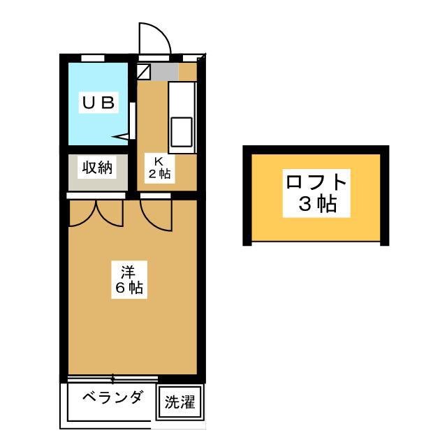 フラワーハイツ(1K/2階)の間取り写真