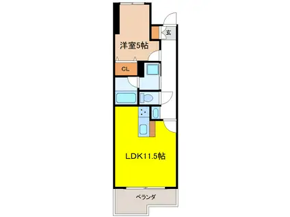 ダイアパレスステーションプラザ名取(1LDK/4階)の間取り写真