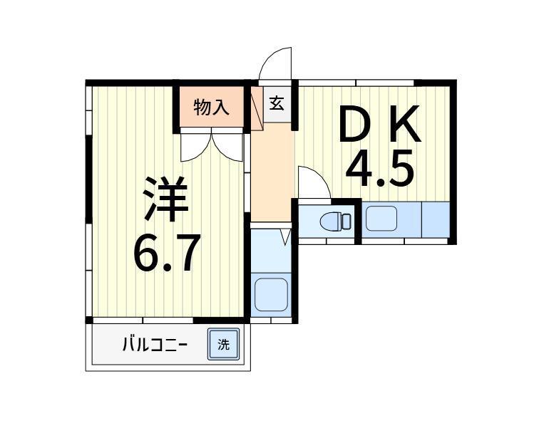 小川荘(1DK/2階)の間取り写真