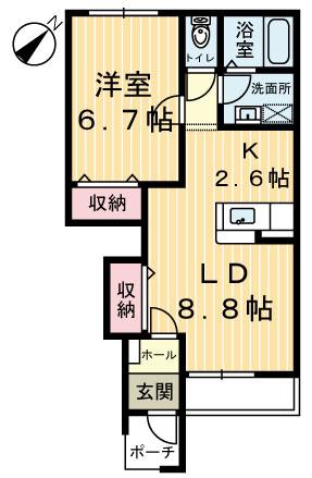 リバレイン(1LDK/1階)の間取り写真