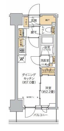 リビオメゾン西麻布(1DK/4階)の間取り写真