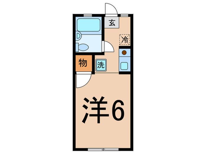 バーネット(ワンルーム/2階)の間取り写真