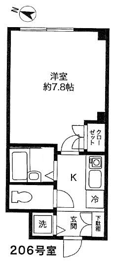 スタジオ根岸(1K/2階)の間取り写真