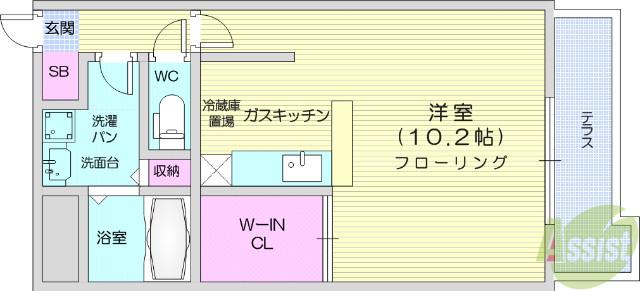 フォーティーワンテラス(1K/2階)の間取り写真