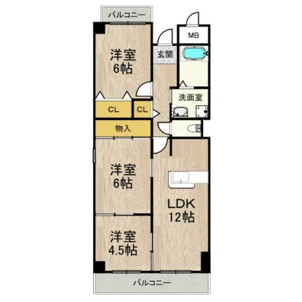フロレセール南六甲(3LDK/3階)の間取り写真