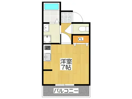 北白川上池田町アパート(1K/3階)の間取り写真