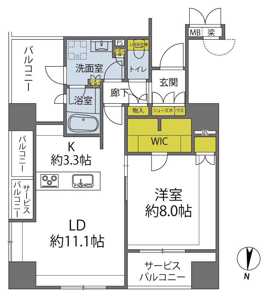 プレミスト梅田サウス(1LDK/8階)の間取り写真