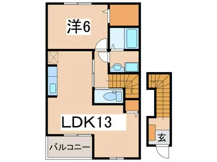 ソルトリバーヒルズ(1LDK/2階)の間取り写真