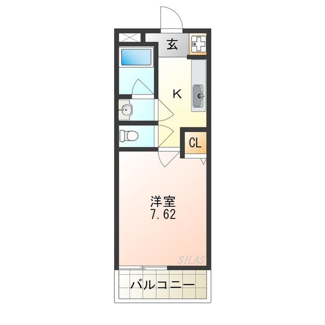 ＪＲ阪和線 東貝塚駅 徒歩9分 2階建 築23年(1K/1階)の間取り写真