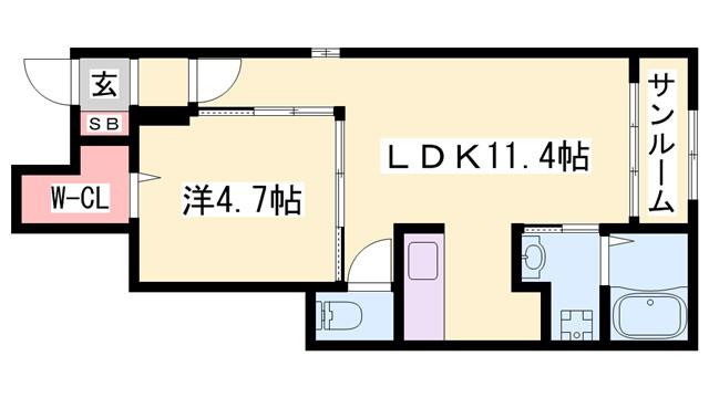 ラ・リベルタ(1LDK/1階)の間取り写真