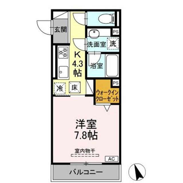 TORISIA加納南陽(1K/1階)の間取り写真