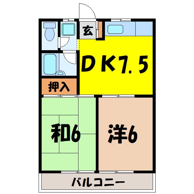 巽ハイツ(2DK/1階)の間取り写真