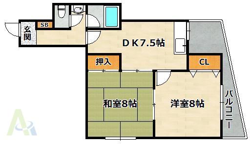 ホワイトハイツ(2DK/2階)の間取り写真