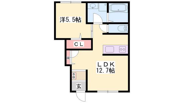 メイプルハイムA棟(1LDK/1階)の間取り写真