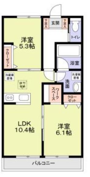 ミラ・ヴェルデ(2LDK/1階)の間取り写真